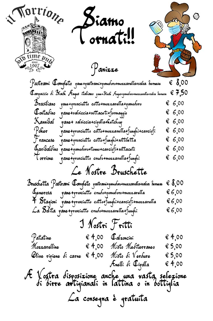 menu asporto